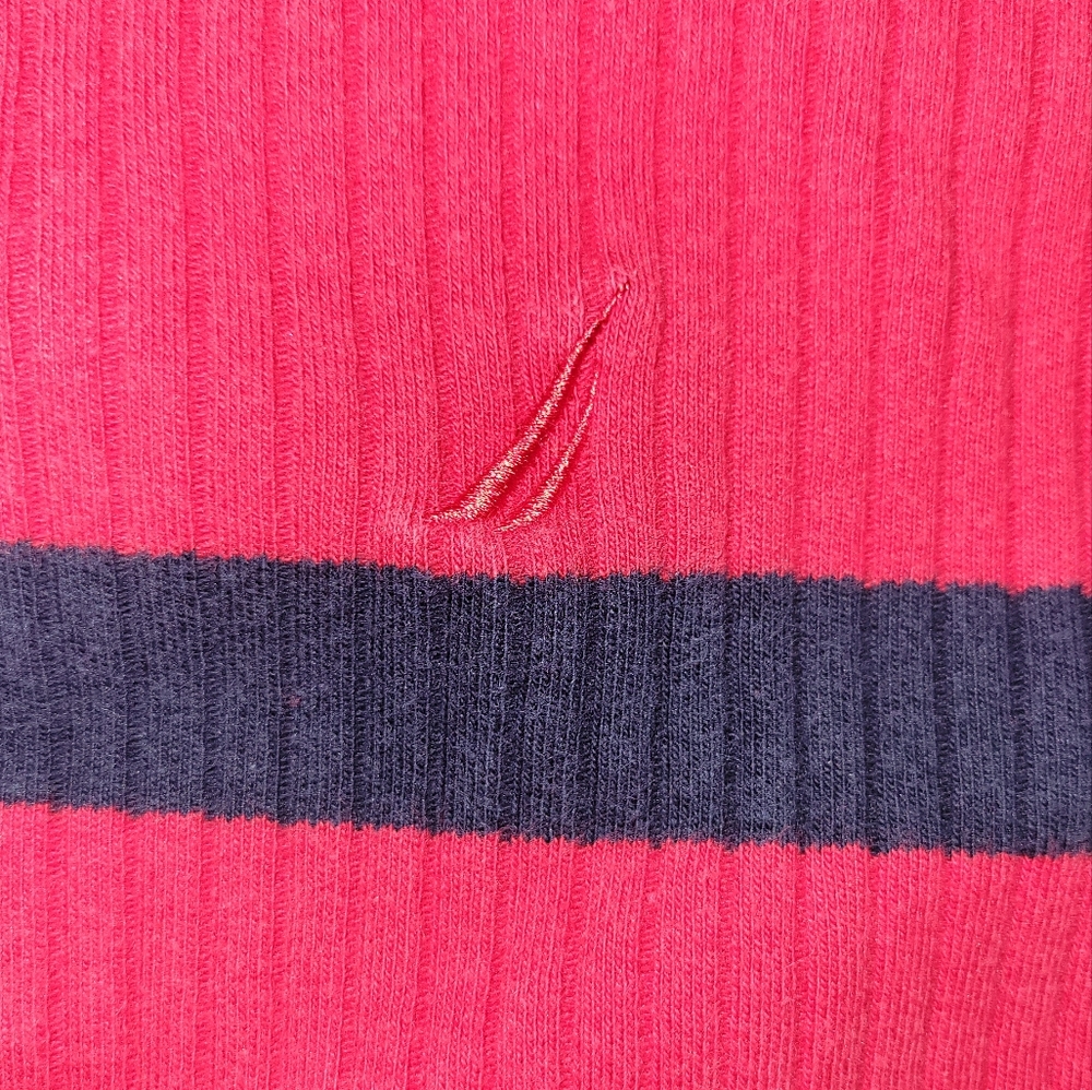 Nautica Pullover Mock Neck Sweater Red Navy Blue Stripe Size XXL 2XL - Picture 6 of 8
